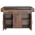 thumbnail image 4 of Kitchen Cart with Trash Can Storage, Mobile Kitchen Island With Spice Rack & Towel Holder, Rolling Kitchen Island Table On Wheels With Storage And Drop Leaf, 4 of 9