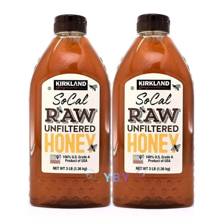 2 Packs Kirkland Signature SoCal Raw Unfiltered Honey 48 oz Each, Total 6 lbs