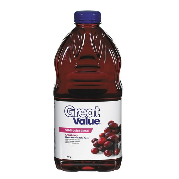 Great Value 100% Cranberry Juice Blend, 1.89 L