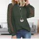 thumbnail image 4 of Women's long-sleeved shirt top, belted dress, fashionable round neck clothing brown XXL, 4 of 4