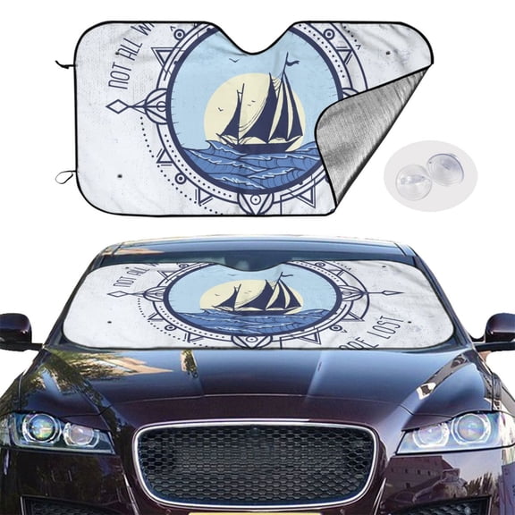 Picia Not All Who Wander Are Lost2 Curved Windshield Sunshade Accordion Folding Style Auto Shade for Car Truck SUV Van Blocks UV Ray Sun Visor Protector -