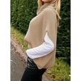 thumbnail image 4 of Jersey tipo poncho Cicky Bell para mujer, cuello alto, de gran tamaño, color caqui, 4 of 6
