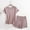 Rose Gold, variant on SMihono Pajama Sets for Women 2 Piece Shorts and Short Sleeve Outfits Summer Casual Pullover Tops & Wide Leg Shorts Lounge Sets Pink L