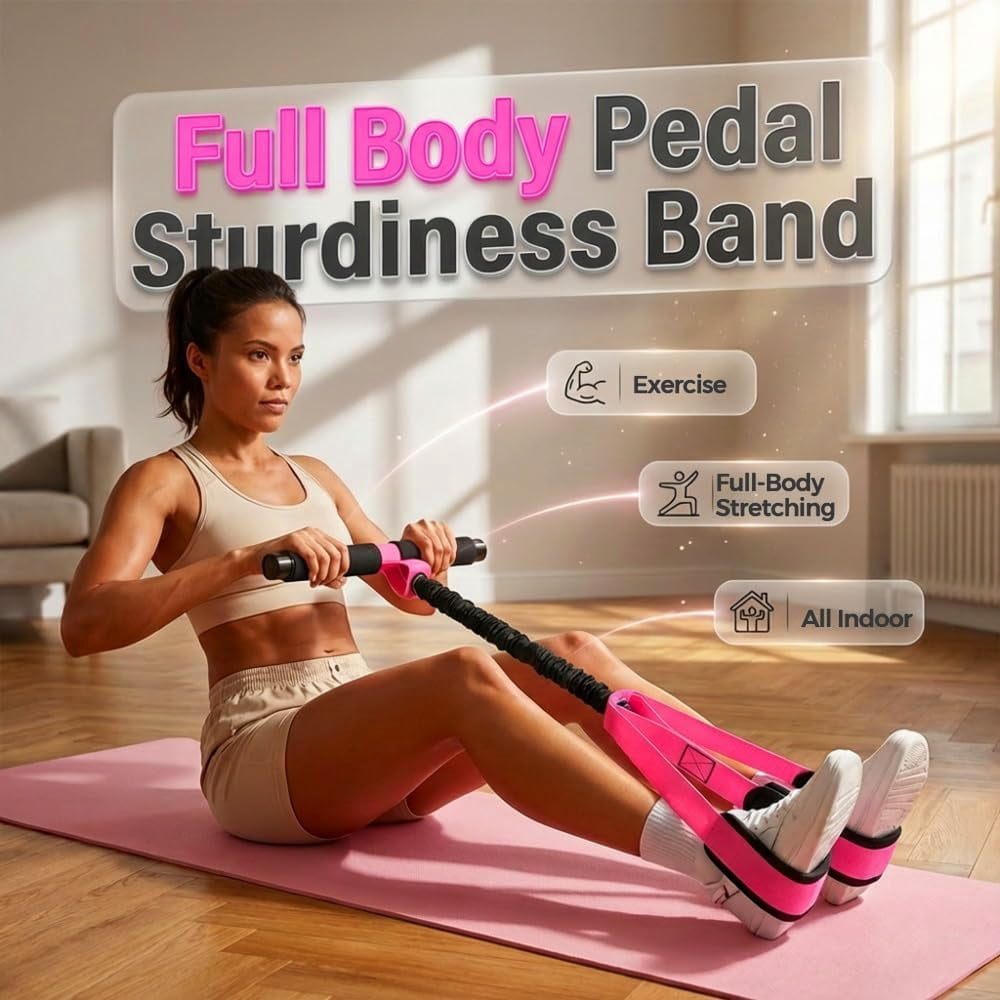 ABPETE Durable Pedal Resistance Band,Resistance Bands with Handles Exercise Bands for Full Body Training, Core, ABS, Legs, Glutes Sit Up Equipment for Home Workout(Purple)
