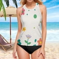 thumbnail image 5 of Women's Printed Tankini Top - High Elasticity Slim-Fit Swimsuit with Removable Straps & Cups, Perfect for Beach & Pool Parties，Beautiful Floral, 5 of 7
