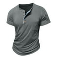 thumbnail image 5 of Mens Big and Tall Henley Shirt, Short Sleeve Shirts for Men Summer Casual Vintage Solid Color Button Up Crewneck T-Shirts with Pockets, 5 of 5