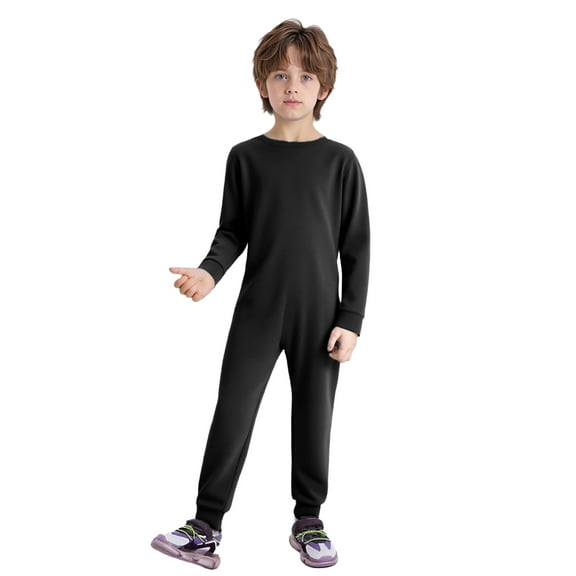 Moggemol Special Needs Adaptive Clothing for Children Boys Girls Anti-Strip Romper Long Sleeve Long Leg Jumpsuit Bodysuit Black 10
