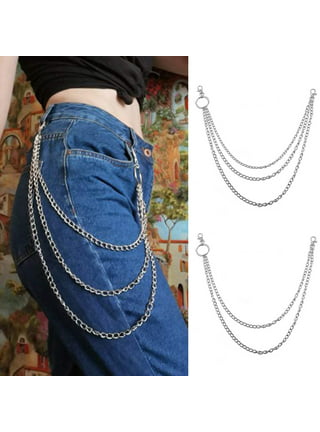 Stylish Men's Womens Double Beaded Stainless Steel Pants Chain