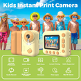 thumbnail image 3 of Kids Instant Print Camera 1080P HD Digital with 2.4 Inch IPS Screen 10X Optical Zoom Includes 32GB TF Card Yellow, 3 of 4
