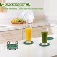 thumbnail image 7 of Haosy Set of 6 Drink Woven Coaster with Holder Heat Resistant Non-Slip Bar Coasters 4 Inches Emerald Green with Golden Glitter, 7 of 7