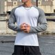 thumbnail image 3 of Camiseta de Fitness de manga larga para hombre, camisa de color de empalme, camisetas de culturismo para hombre, camisetas para correr, ropa de entrenamiento de secado rápido, 3 of 5