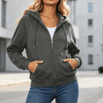 thumbnail image 3 of Womens Solid Color Zip Up Hoodies Long Sleeve Casual Hooded Sweatshirt with Pockets Fall Winter Warm Jackets Clothes, 3 of 7
