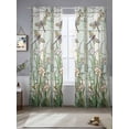 thumbnail image 5 of Dark Green Grass Semi Sheer Window Curtains 96 Inches Long, Flower Dragonfly Retro Pastoral Rustic Rod Pocket Voile Silky Chiffon Curtain Light Filtering Drapes for Living Room, 52"x96", 2 Panels, 5 of 9