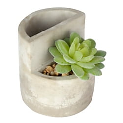 Office Depot® Concrete Pencil Cup With Artificial Succulent, 3-3/4" x 3-1/2", Gray