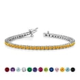 thumbnail image 1 of JeenMata Pulsera de Tenis de 3 Quilates con Corte Redondo y Diseño de Eternidad con Citrino, Piedra Natal de Noviembre, Chapado en Oro Blanco, para Mujer y Adulto, 1 of 6