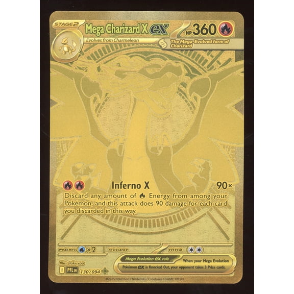 Collectible 2025 Mega Evolution Phantasmal Flames Mega Charizard X ex Secret Rare #130/094 Pokemon Trading Card