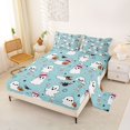 thumbnail image 2 of Manfei Cartoon Cute Ghost Halloween King Sheets,Pumpkin With Bat Spider Web Bedding,4-Piece,1 Flat Sheet,1 Fitted Sheet and 2 Pillowcases, 2 of 6