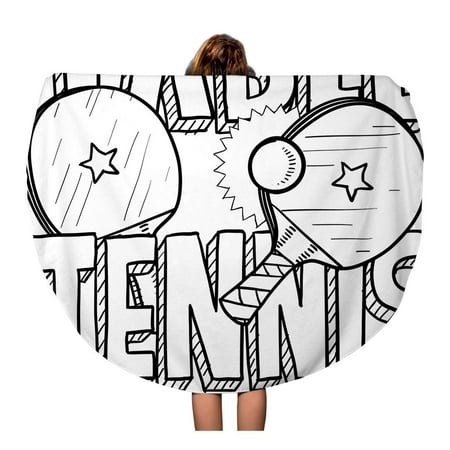 SIDONKU 60 inch Round Beach Towel Blanket Doodle Table Tennis Ping Pong Sports Includes Text Paddles Travel Circle Circular Towels Mat Tapestry Beach (Best Beach Tennis Paddles)