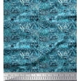 thumbnail image 1 of Soimoi Blue Satin Silk Fabric Leopard,Snake & Wild Skin Printed Fabric 1 Yard 42 Inch Wide, 1 of 1