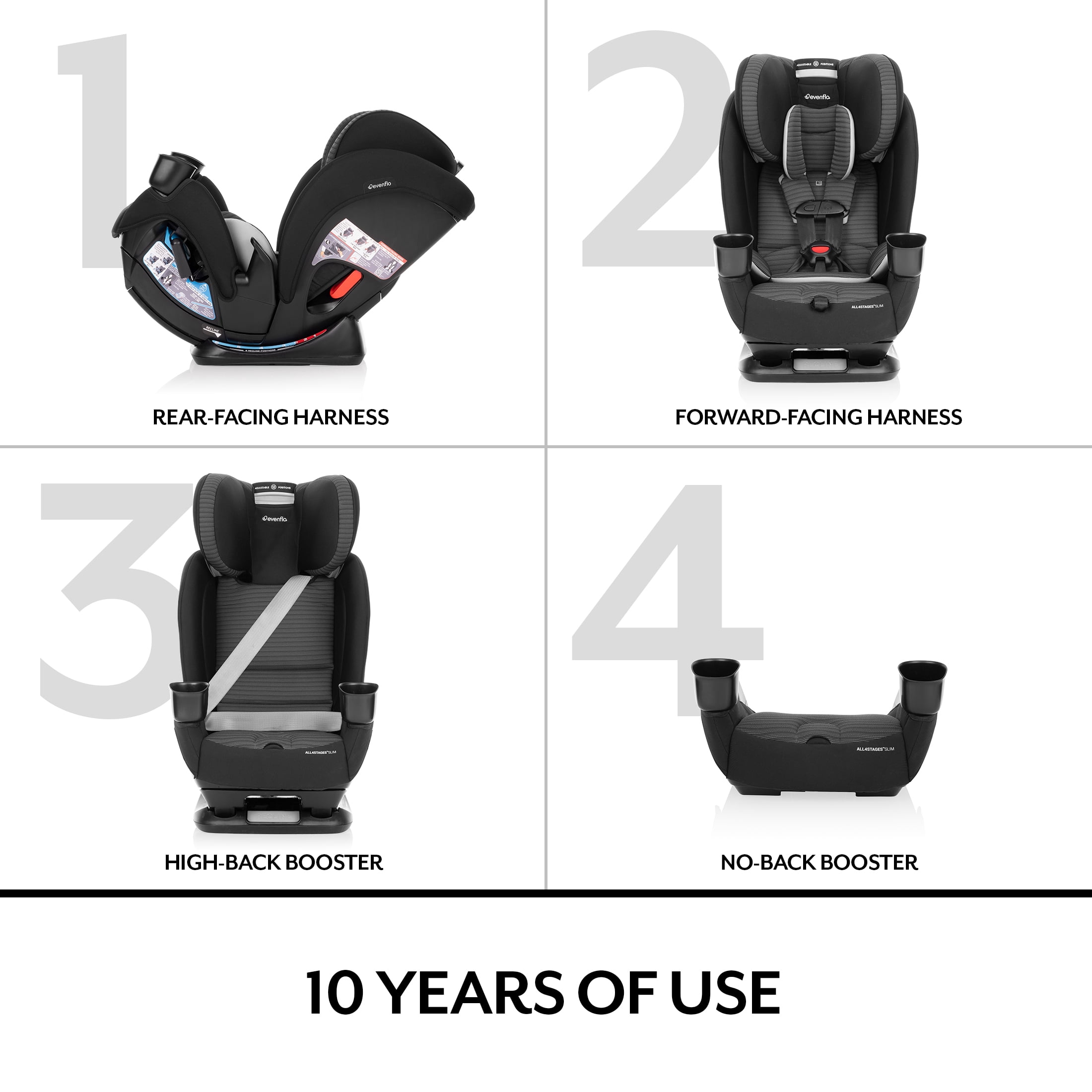 Evenflo All4Stages Slim 4-in-1 Convertible Car Seat, Tybee