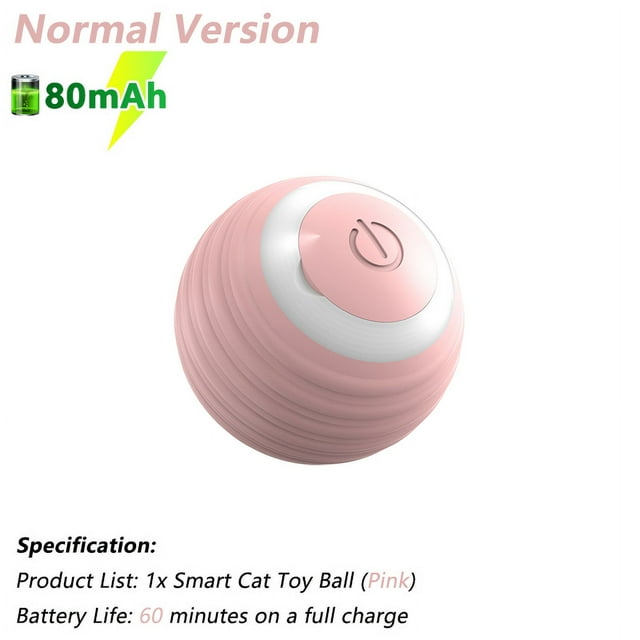 Jouet Intelligent pour Chat Balle Roulante Automatique Balle Interactive pour Chat Usb Rechargeable Électrique Mouvante Rotative Jouets pour Chat Accessoires pour Animaux 1 Pce Rose 80 mAh Officiel Authentique
