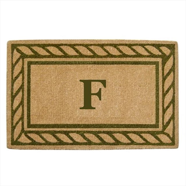 Nedia Home 02228H Heavy Duty Coco Mat 22 x 36 In. Olive Branch Border Monogrammed H