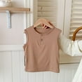 thumbnail image 2 of Kaemgyyd Baby Boys Shirt Summer Casual Button Sleeveless Beach Top Cotton Breathable Crew Neck Plain Tee for Infant Girls 1- 9 Y, 2 of 5