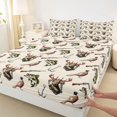 thumbnail image 4 of Castle Fairy Vintage Hunting Tile Queen Sheets 4 Pieces,Deer Bass Pheasant Rifle Cream Seamless Print Queen Sheet Sets,Beige Tan,1 Fitted Sheet,1 Flat Sheet and 2 Pillowcases, 4 of 6