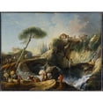thumbnail image 2 of François Boucher 14x12 Gold Ornate Wood Frame and Double Matted Museum Art Print Titled - View of Tivoli with the Temple of Vesta, 2 of 4