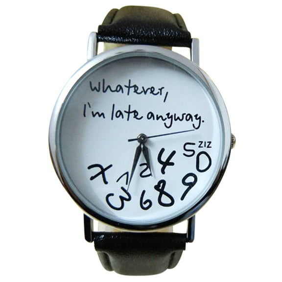 Whatever I'm Late Anyway Novelty Fashion Black Band Evening Dress Watch-363