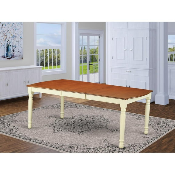 East West Furniture Dover Wood Butterfly Leaf Dining Table in Cream/Cherry