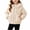 Beige, variant on LUGOGNE Toddler Jacket Girls Sherpa Fleece Hooded Zip Up Sherpa Coat Textured Knit Ribbed Cuffs and Hem Jackets with Pockets Daily Home Gentle Comfy Outerwear