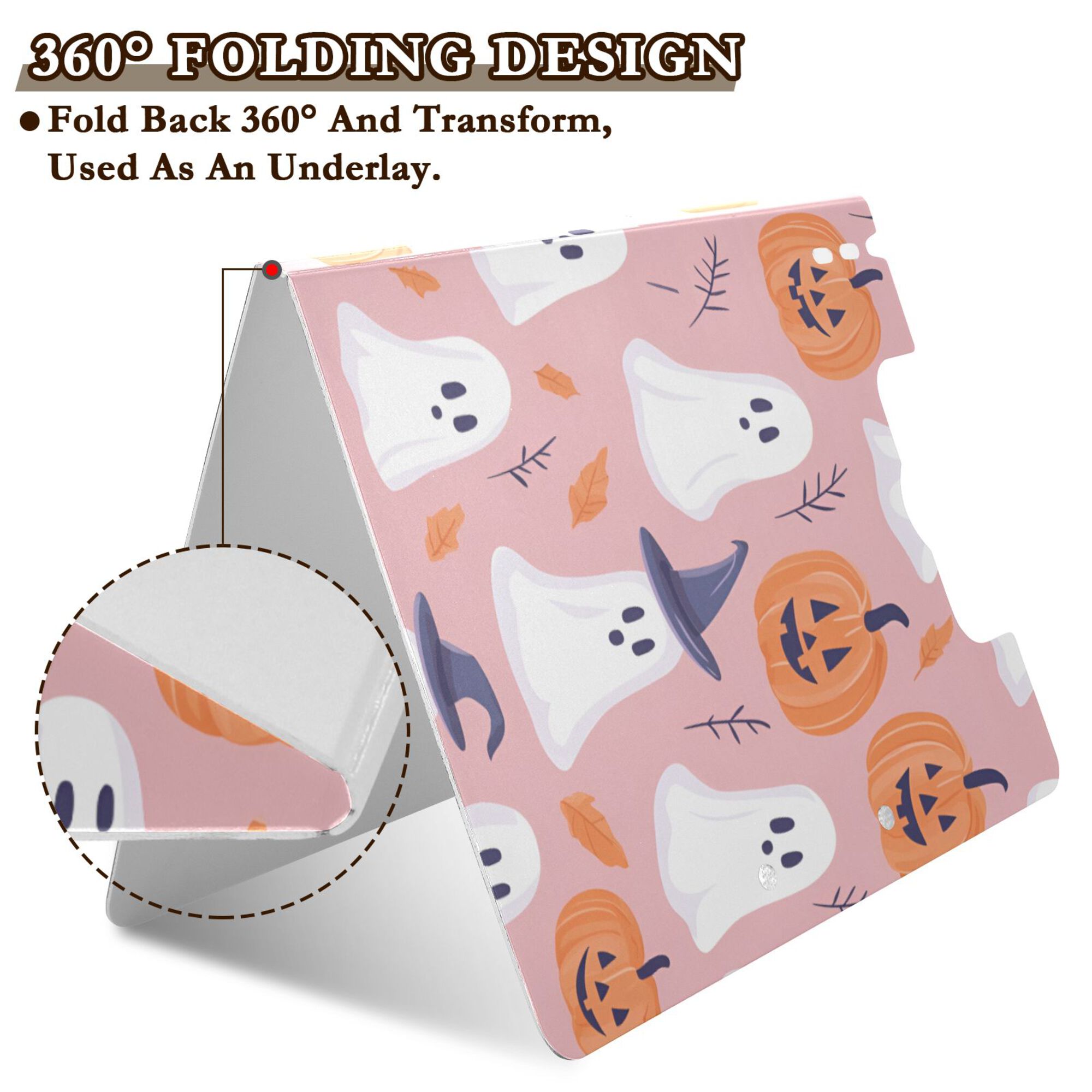 FORMRS A4 Clipboard Folder with Pen Holder Horizontal Foldable School Office Binder, Cartoon Halloween Ghosts