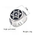 thumbnail image 2 of K-KED Mens Stainless Steel Six Point Hexagram Star of David Ring Size 7-13-12-Round Design, 2 of 8