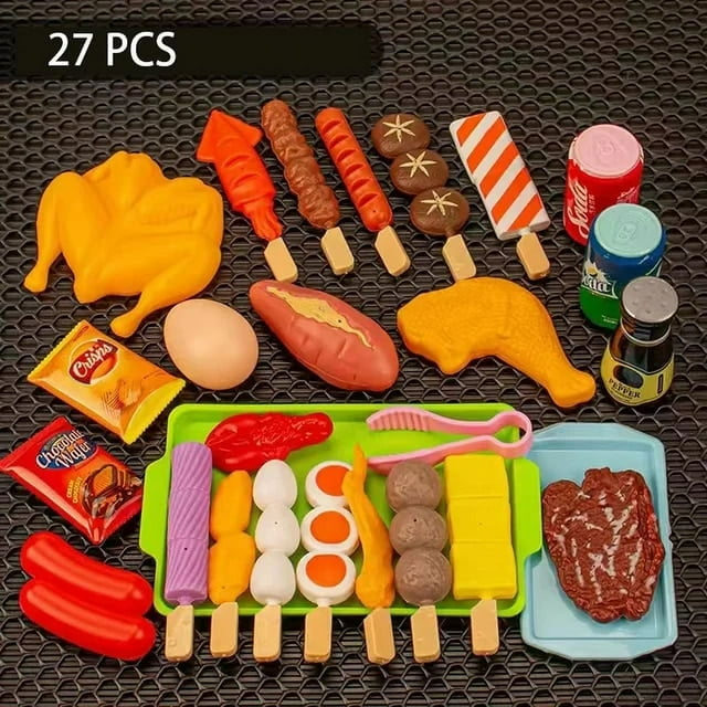 Baby Pretend Play Kitchen Toys Simulation Barbecue Cookware Cooking Mini Food Role Play Educational Gift Kitchen Items Girl Toys