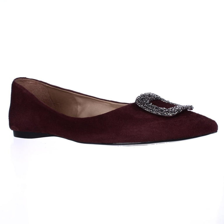 Womens French Sole fs ny Posh Ballet Flats Burgundy Suede