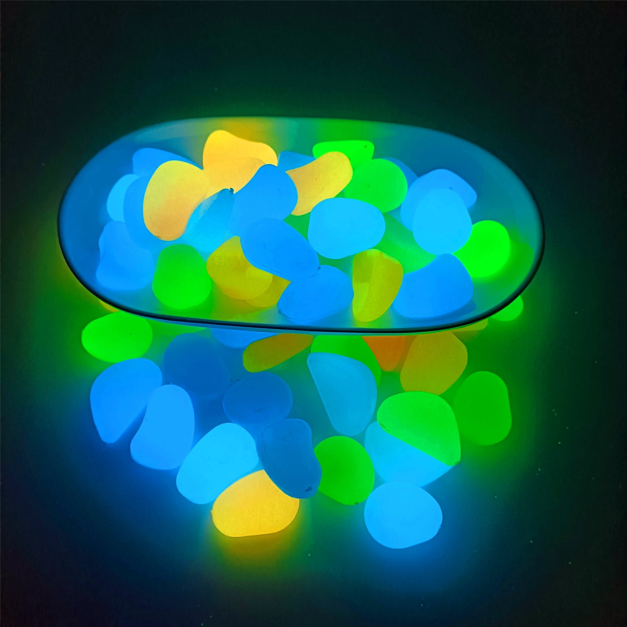 LIFEBESTONE 0.8-1.2" Big Rainbow Multicolor Glow in The Dark Rocks, Big Colored Pebbles, Aquarium Gravel, Fish Tank Gravel, Plants for Fish Tank, Glow Rocks for Landscaping 750 Pcs (5, Pounds)