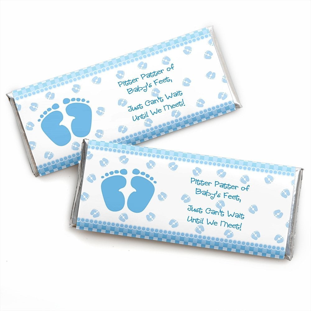 180 FOOTPRINT BABY SHOWER PERSONALIZED CANDY WRAPPERS GREAT favors 4 MINIATURES 