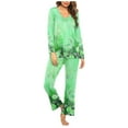 thumbnail image 2 of Itsame Pajamas 2pcs Sets for Womens Long Sleeved Sleepwearshirt and Pants Sleepwear Set Printed Retro Women Casual Home set Green Size 2XL, 2 of 5