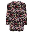 thumbnail image 5 of nuevo cuello de botón para mujer estampado de moda mangas 3/4 camiseta con estampado retro top delgado tops casuales negro / m, 5 of 5