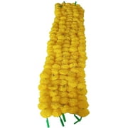 Sharvgun (Pack of 150 string) Artificial Yellow Marigold Flower Garlands 5 Feet Long Strings for Parties Indian Weddings Home Decoration Diwali Festival (Yellow)