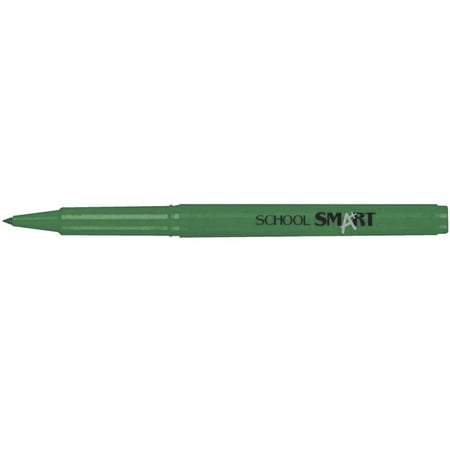 Raised Felt Ink - School Smart Note-Writers Felt Tip Water Base Ink Pen, 0.85 mm Fine Tip, Green, Pack of 12