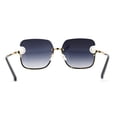 thumbnail image 2 of Womens Rimless Pearl Trim Metal Half Rim Butterfly Designer Sunglasses Gold Smoke, 2 of 4