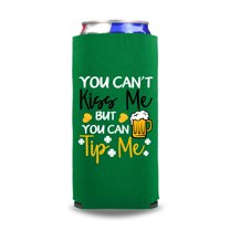 St. Patrick's Day Spiked Seltzer Coolie, You Can't Kiss Me But You Can Tip Me, Irish St. Patrick's Day Slim Cooler, St. Paddy's Day Gift (Green)