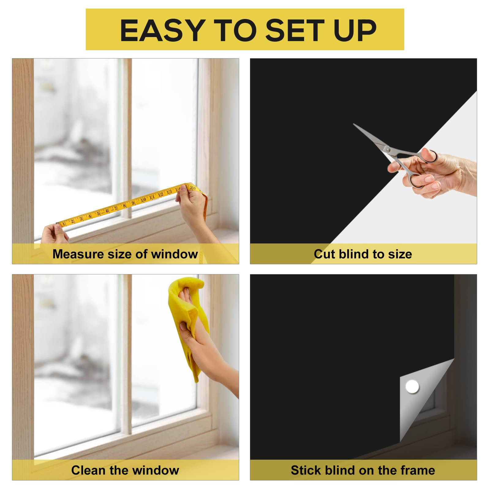 SOFTGAS 100% Blackout Curtains for Bedroom, 118" x 57" Portable Window Shades with Adhesive Tabs, No Drill Blackout Blinds for Nursery, Travel, RV, Dorm, Media Room or Travel Use
