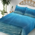 thumbnail image 5 of Ambesonne Ocean Fitted & Top Sheet Set with Shams, Underwater Wilderness, Blue Turquoise, 5 of 8