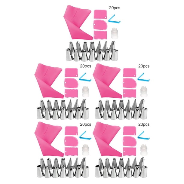 Naiovety 20 unids/set de boquillas para manga pastelera, Kit de manga pastelera de silicona, herramientas de decoración de pasteles, crema para manga Type5 NO5 Naiovety CBP042178