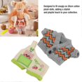 thumbnail image 4 of Vêtements de poupée en peluche motif cochon doux et confortable 20 cm tenue de poupée en peluche manteau pantalon gris et orange, 4 of 4