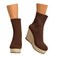 thumbnail image 3 of Wovix Womens Wedge Booties Elegant Ankle Boots Stacked Heeled Side Zipper Dress Shoes Trendy Streetwear Daily For Ladies Wedding Party Coffee 37, 3 of 7