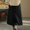 thumbnail image 6 of KHONTS Women's Puffer Quilted Skirt Winter Insulated Warm High Waist Front Split Long down Skirt with Pockets Black L, 6 of 6